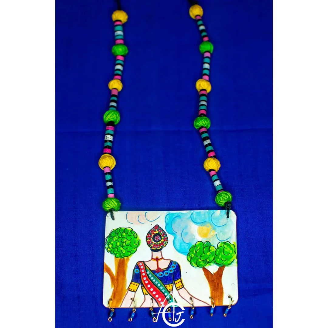 Statement Necklace, Handpainted  : Handmade - Image 3