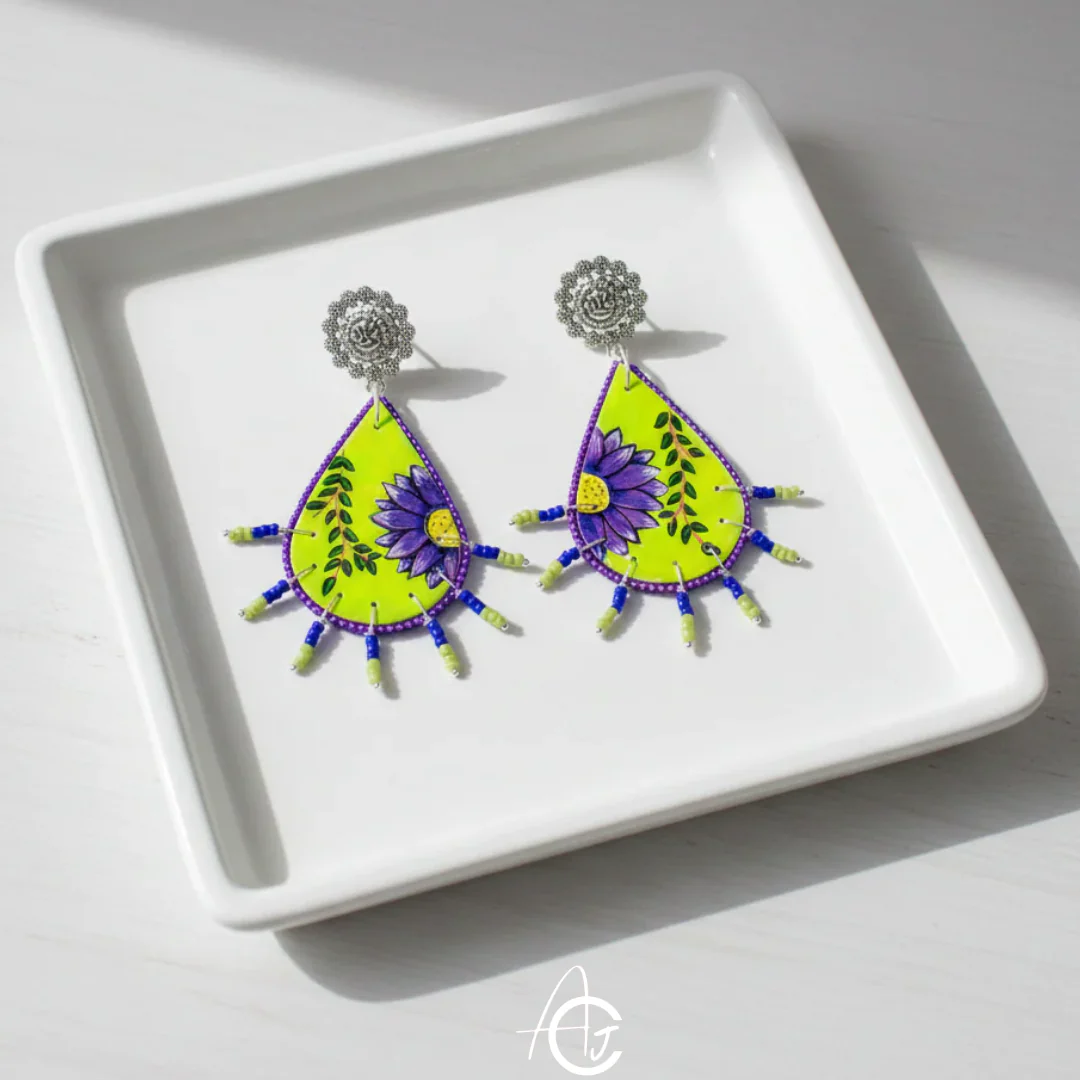 Statement Earrings, Handpainted : Handmade - Image 3
