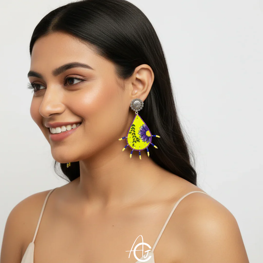 Statement Earrings, Handpainted : Handmade - Image 4