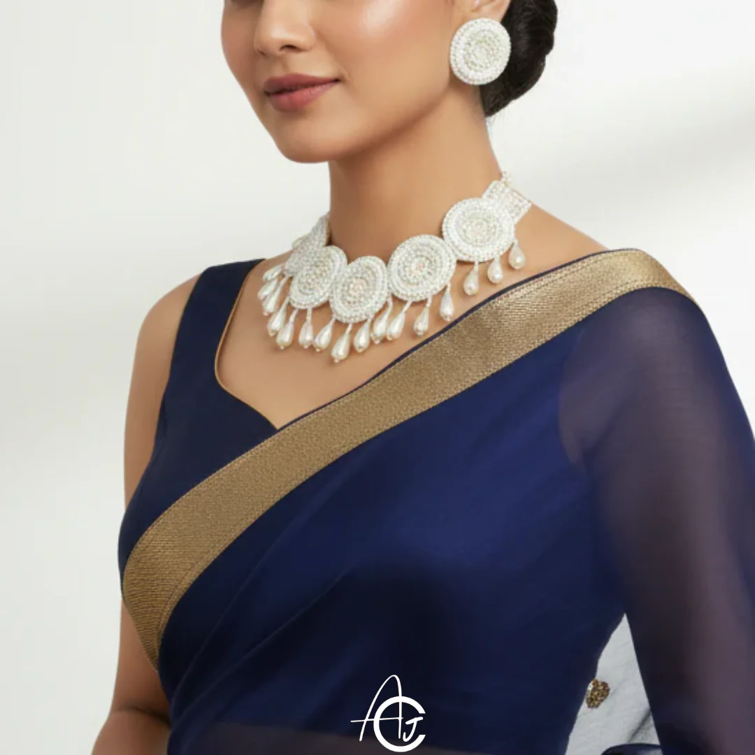 Beads Embroidered Necklace Set  : Handmade - Image 4