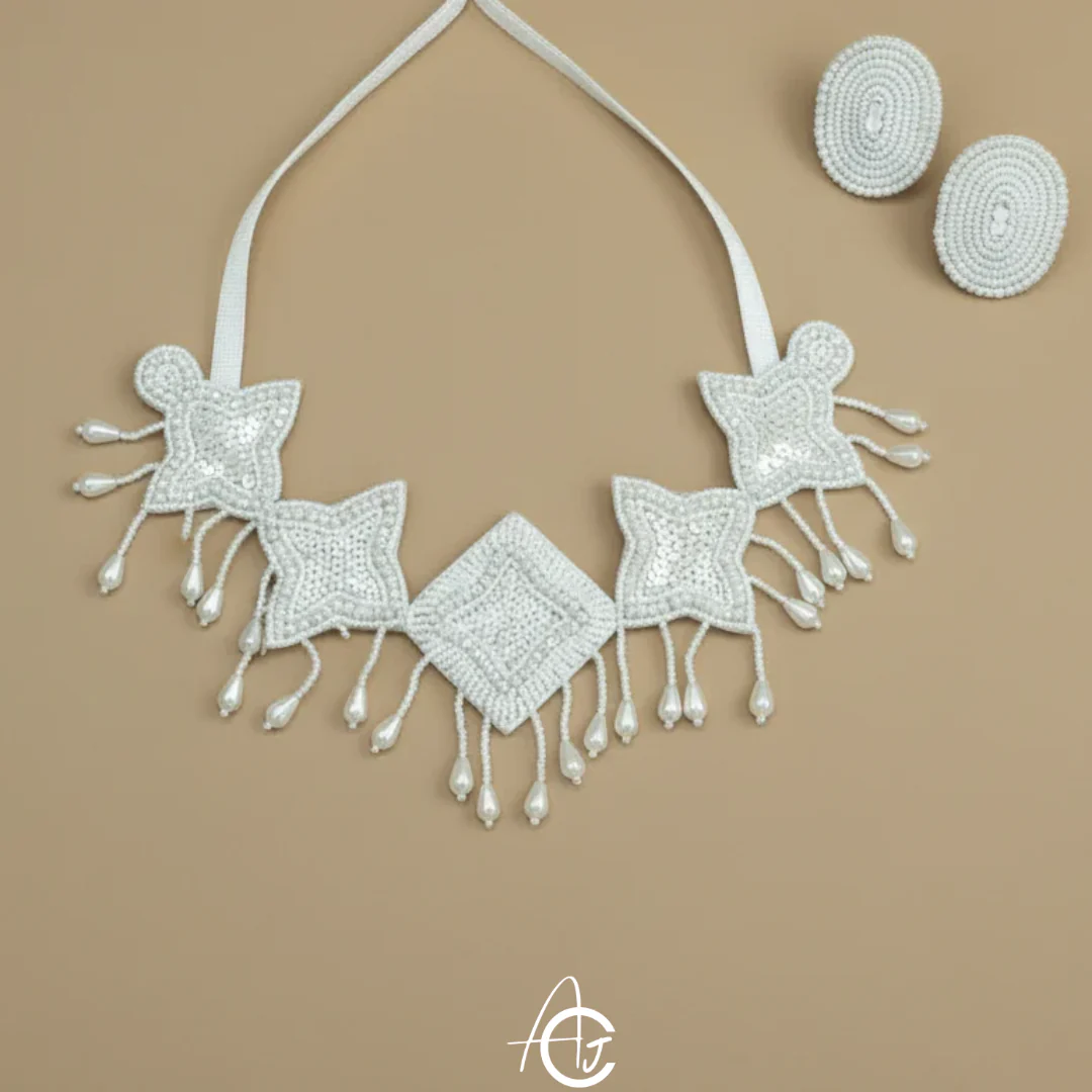 Beads Embroidered Necklace Set : Handmade - Image 3