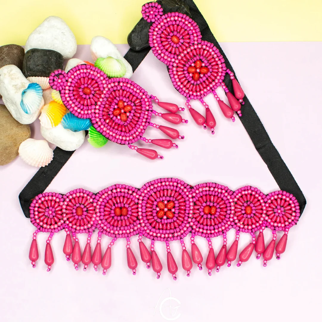 Beads Embroidered Necklace Set : Handmade - Image 3