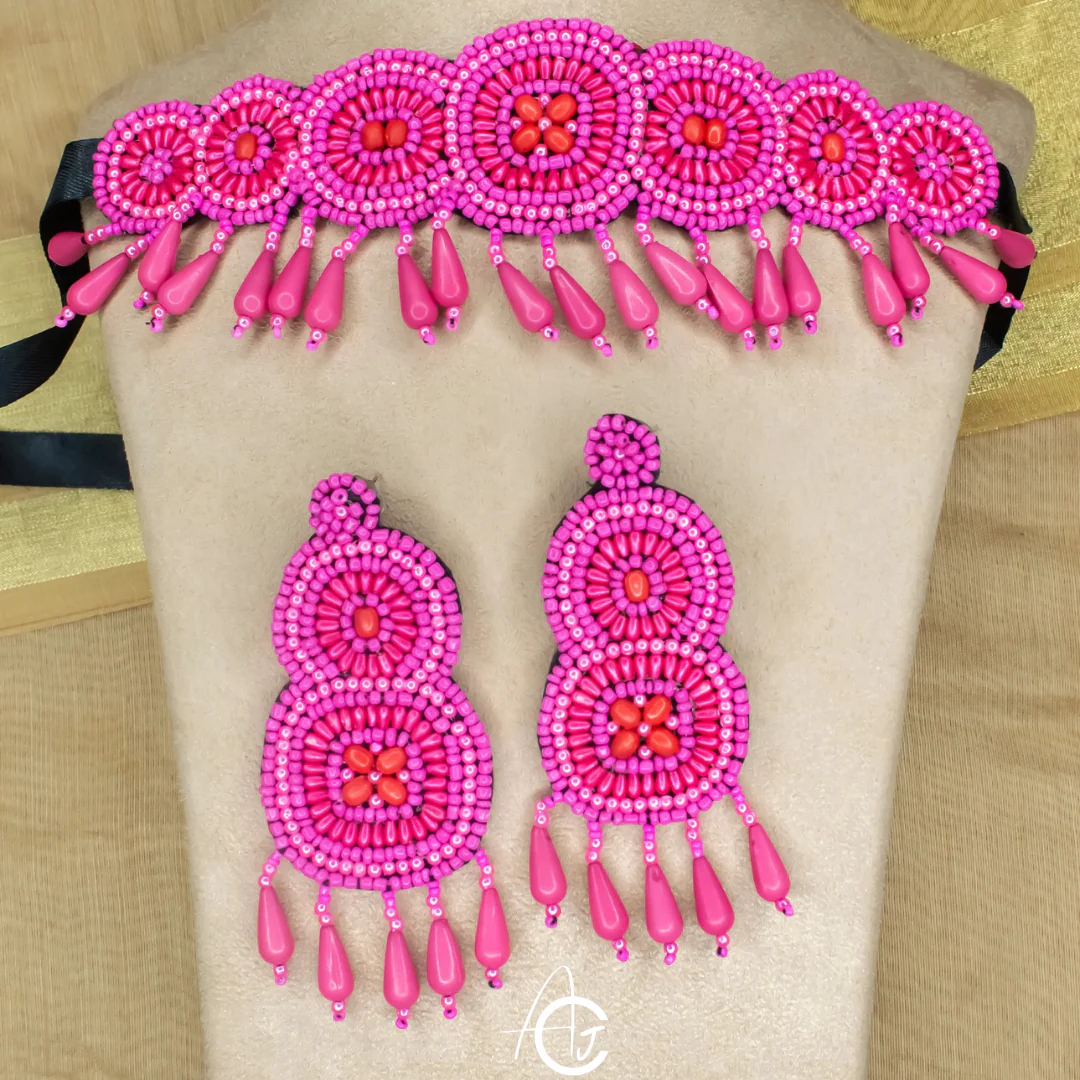 Beads Embroidered Necklace Set : Handmade - Image 5