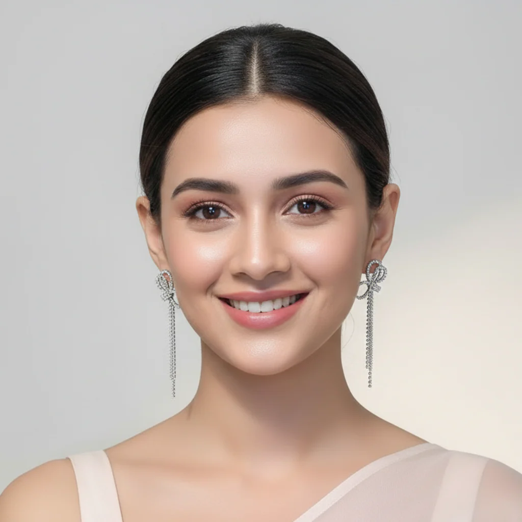 Bling Bow Statement Earrings - Image 2