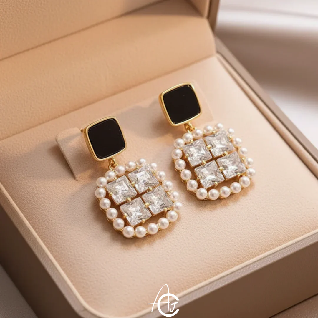 Bling Crystal Pearl Earrings - Image 3