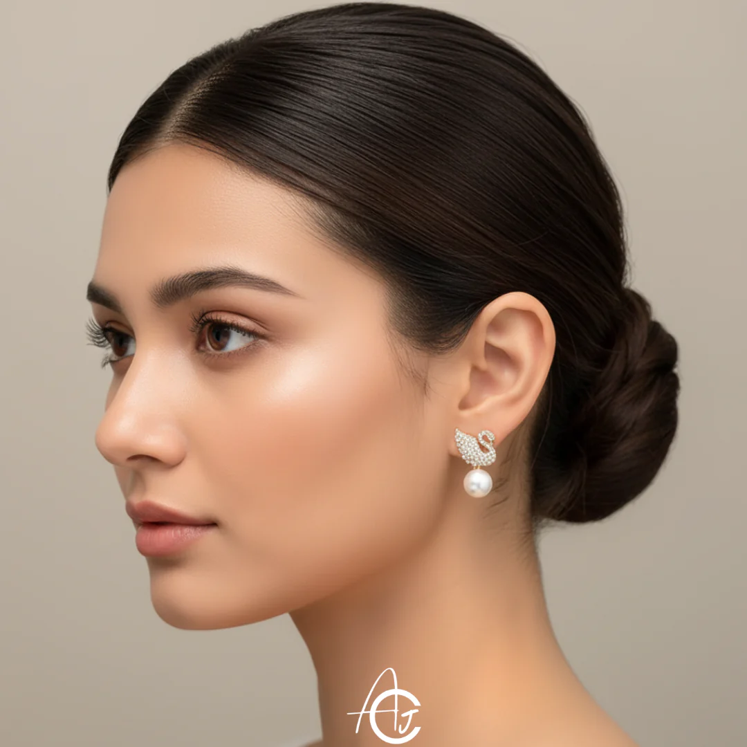 Bling Drop Pearl Earrings - Image 2