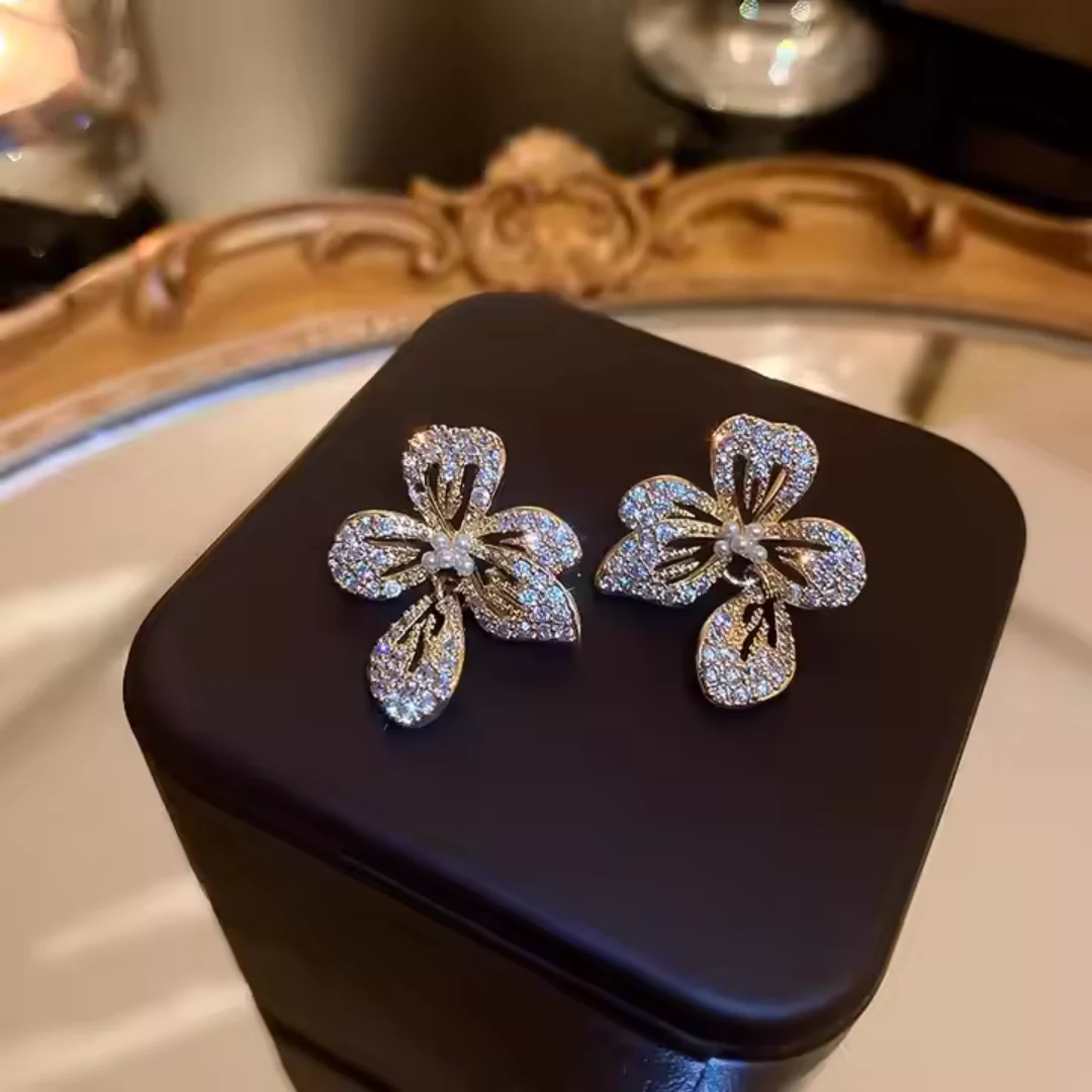 Bling Flower Earrings