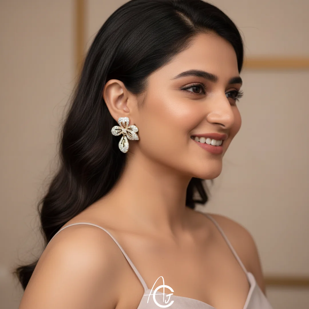 Bling Flower Earrings - Image 2