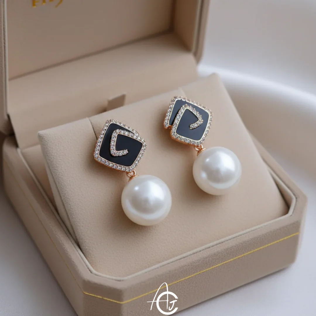 Bling Pearl Drop Earrings - Image 3