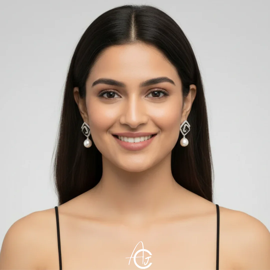 Bling Pearl Drop Earrings - Image 4