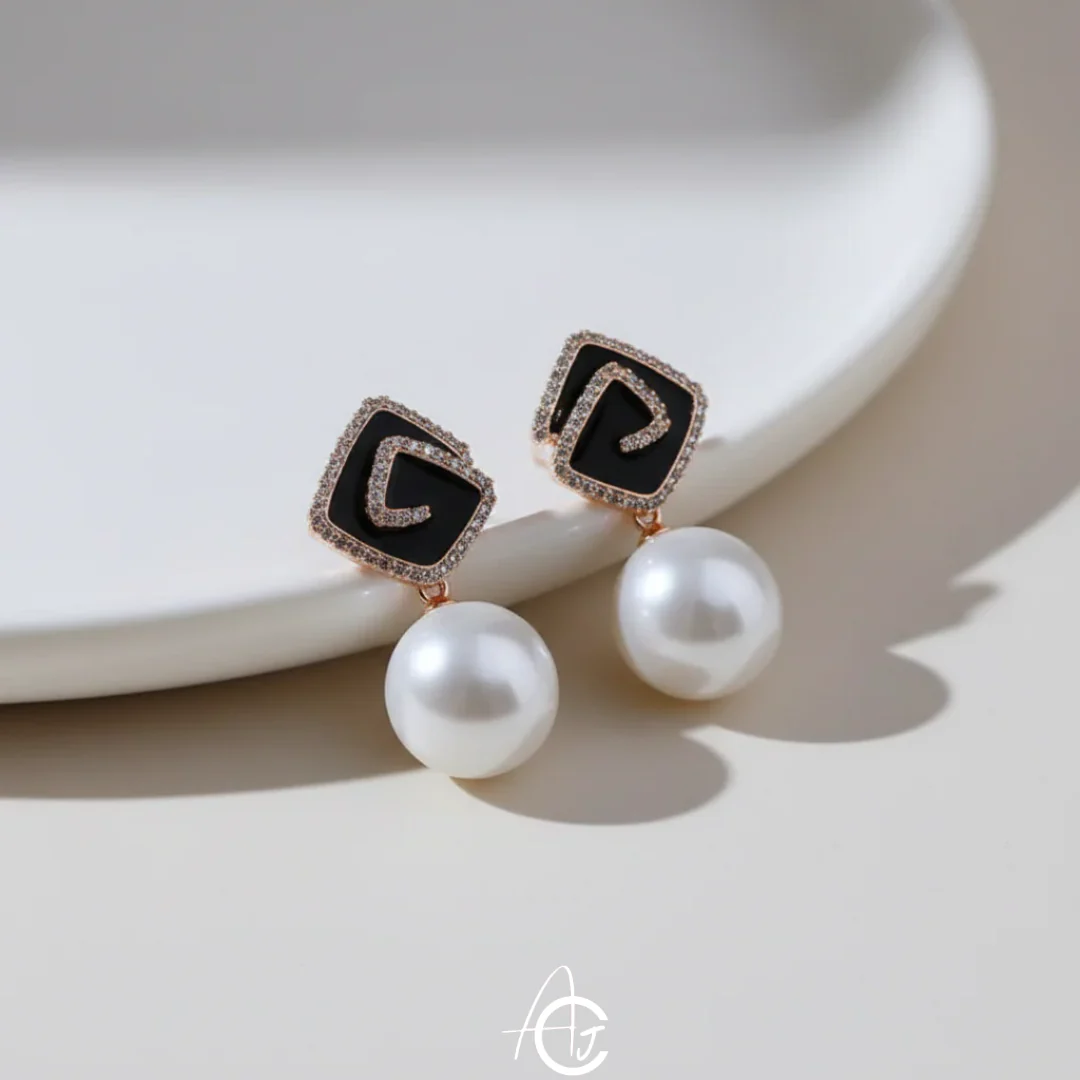 Bling Pearl Drop Earrings - Image 5