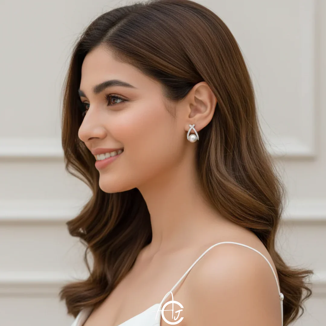 Bling Pearl Earrings - Image 2