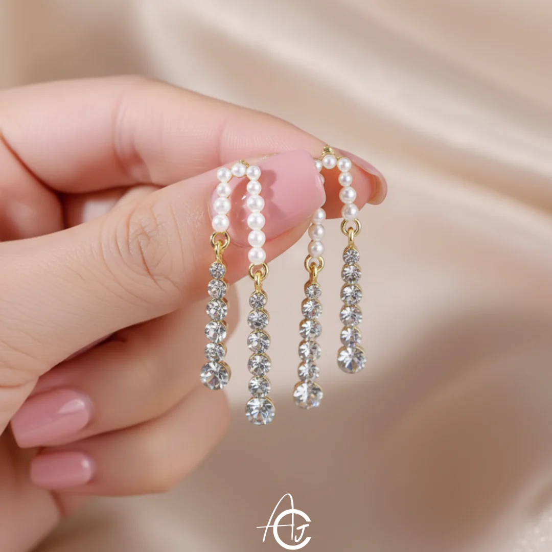 Bling Pearl Statement Earrings - Image 3