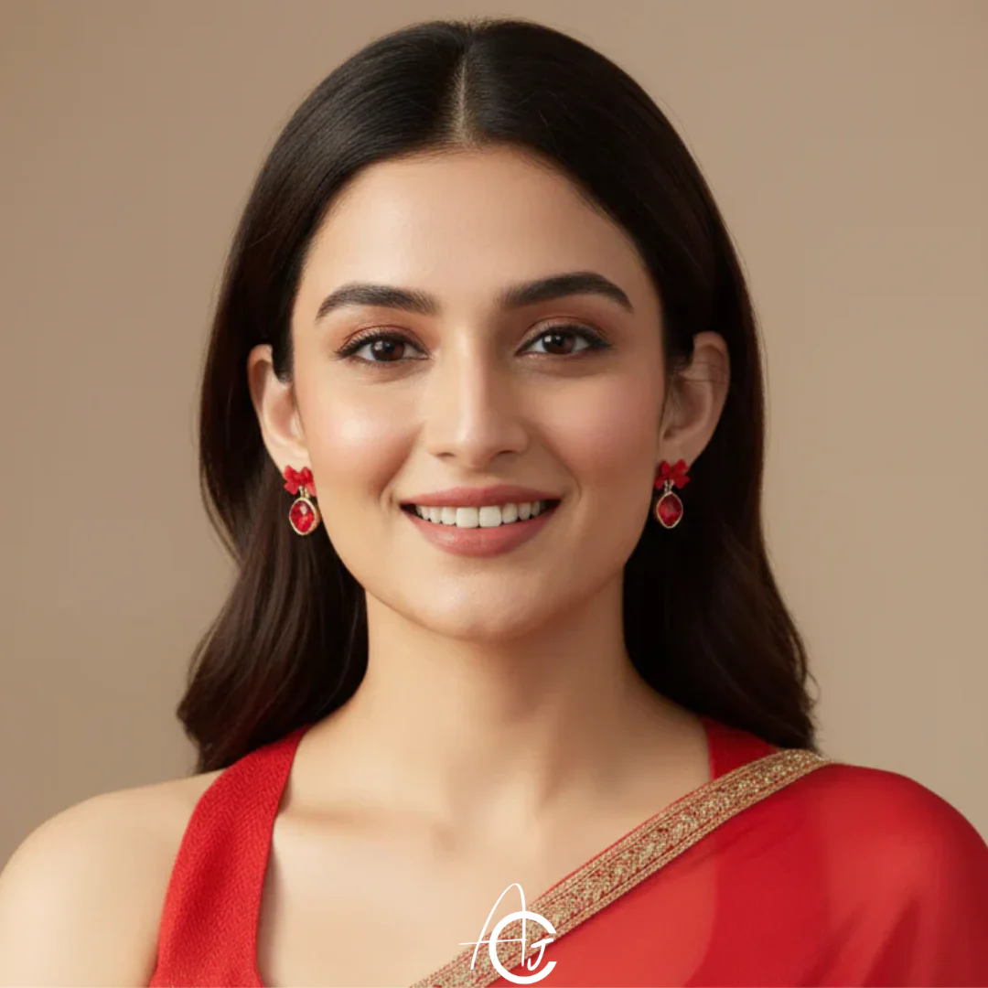 Bling Red Bow Earrings - Image 4