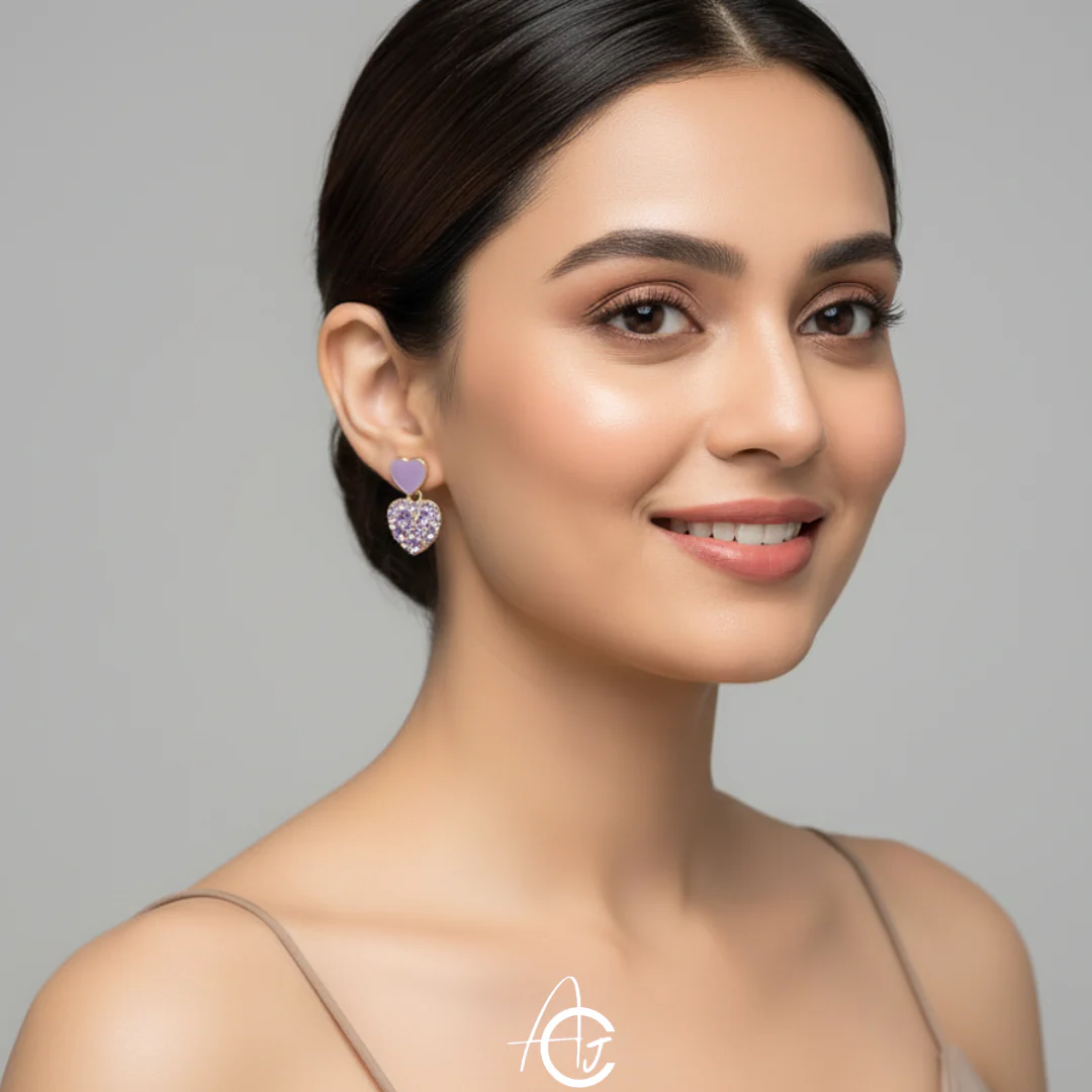 Bling Statement Heart Earrings - Image 2