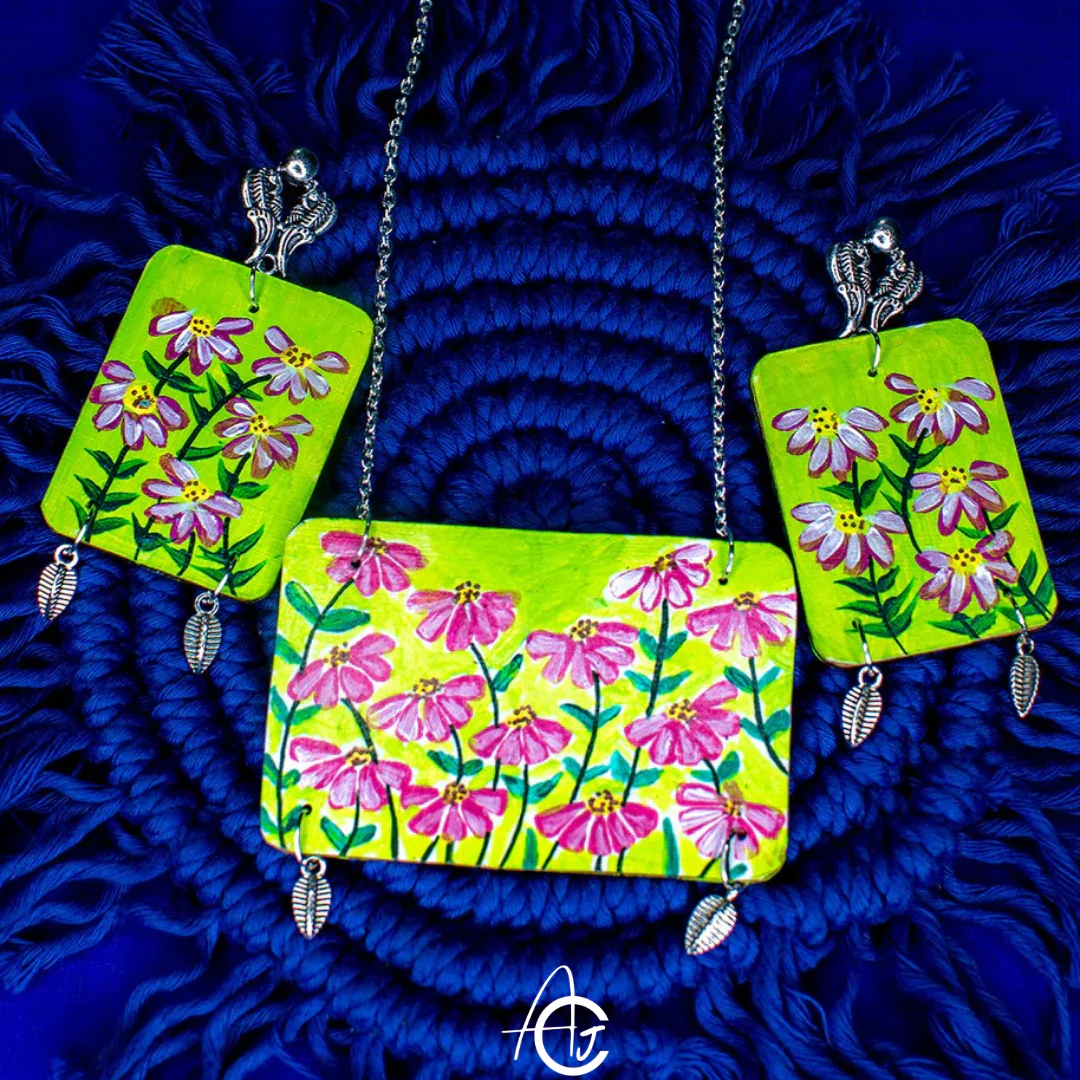 Statement Necklace Set, Handpainted : Handmade - Image 4