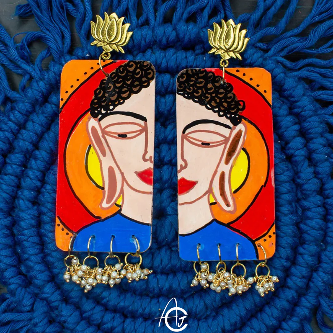 Statement earrings, Handpainted : Handmade - Image 5