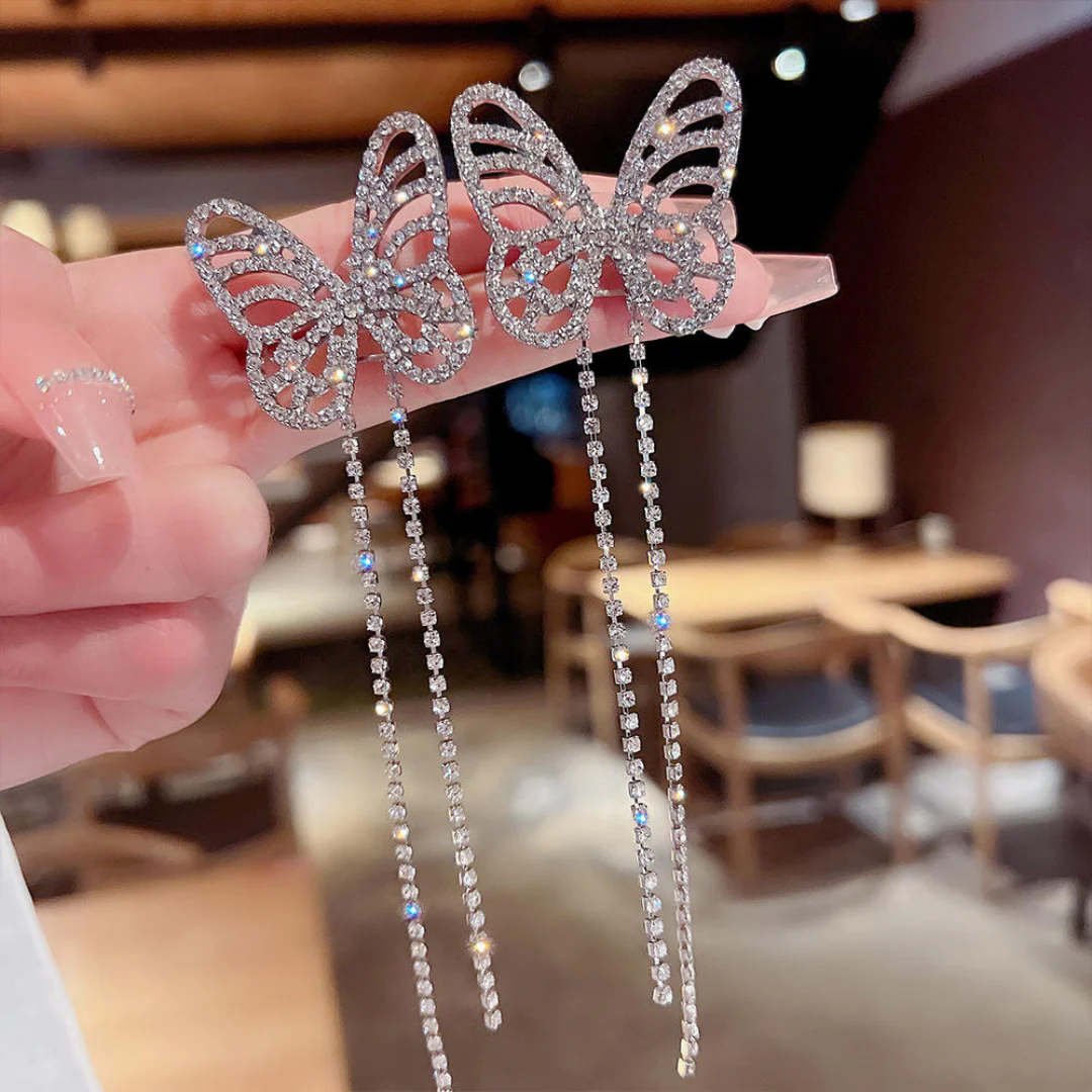 Butterfly Drop Statement Earrings - Image 6