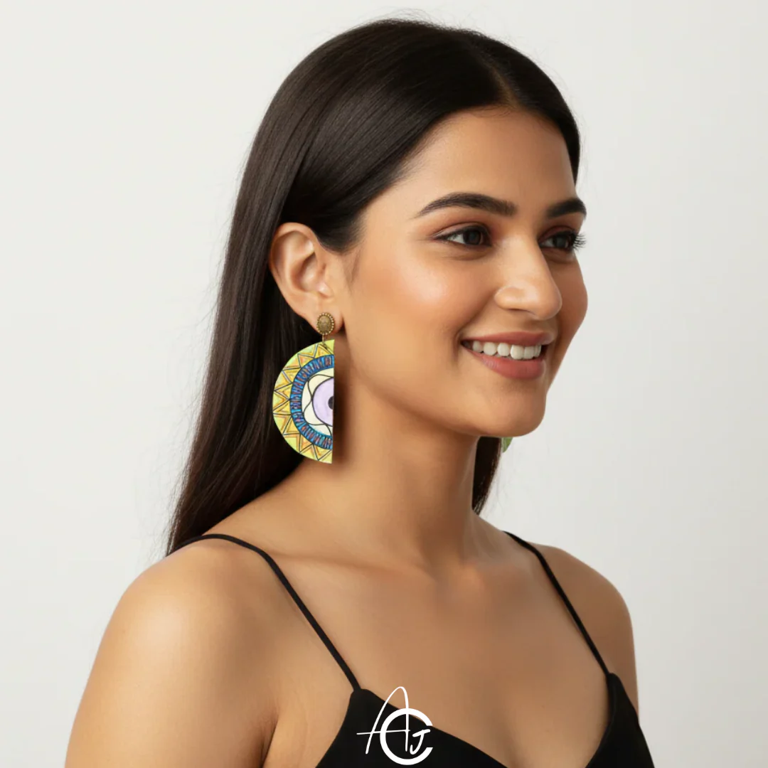 Statement Earrings, Handpainted : Handmade - Image 3