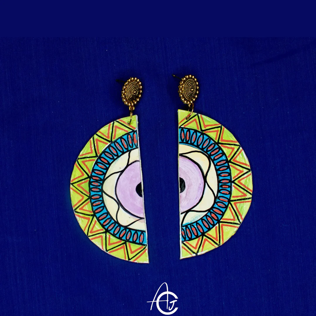 Statement Earrings, Handpainted : Handmade - Image 4
