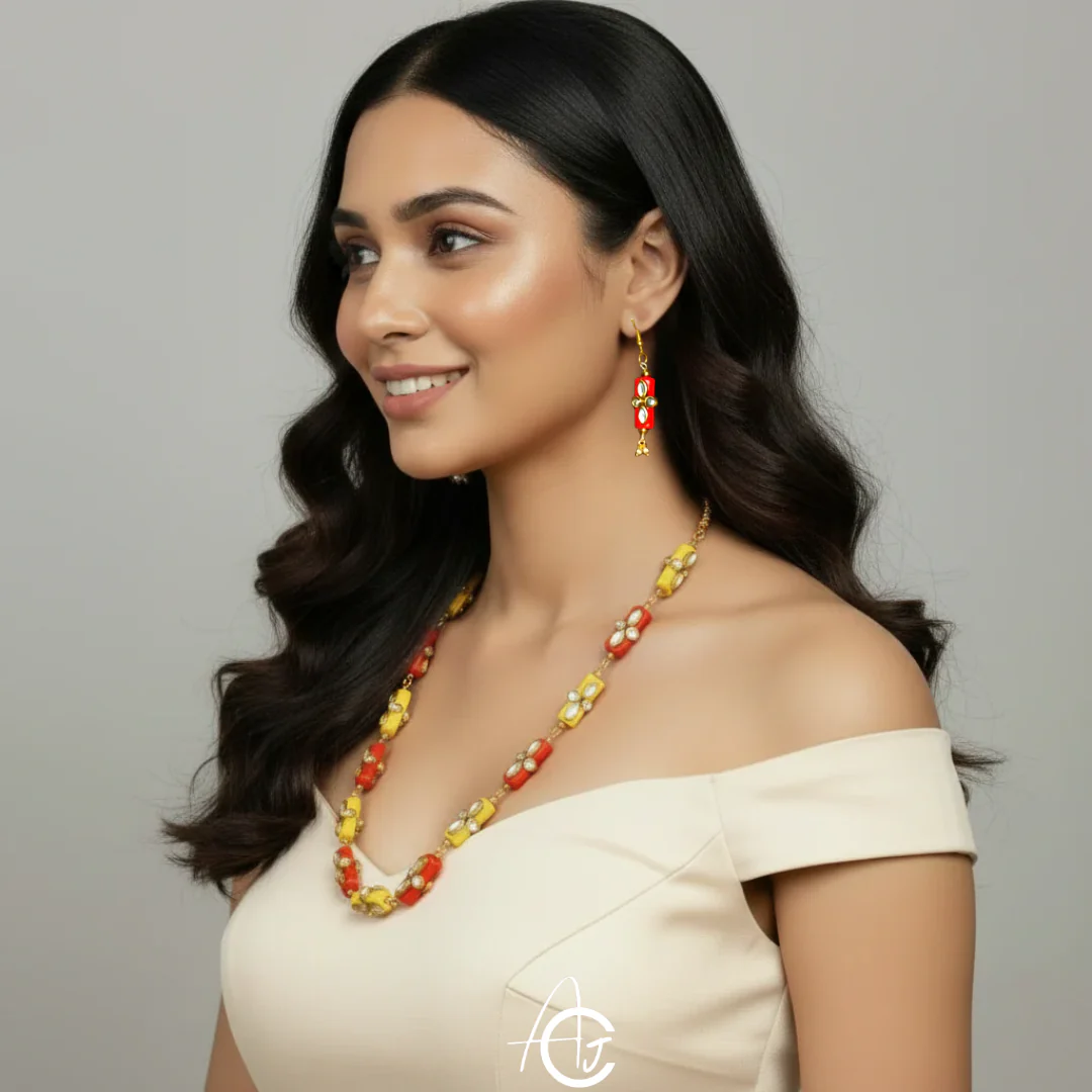 Beads Statement Necklace Set : Handmade - Image 3