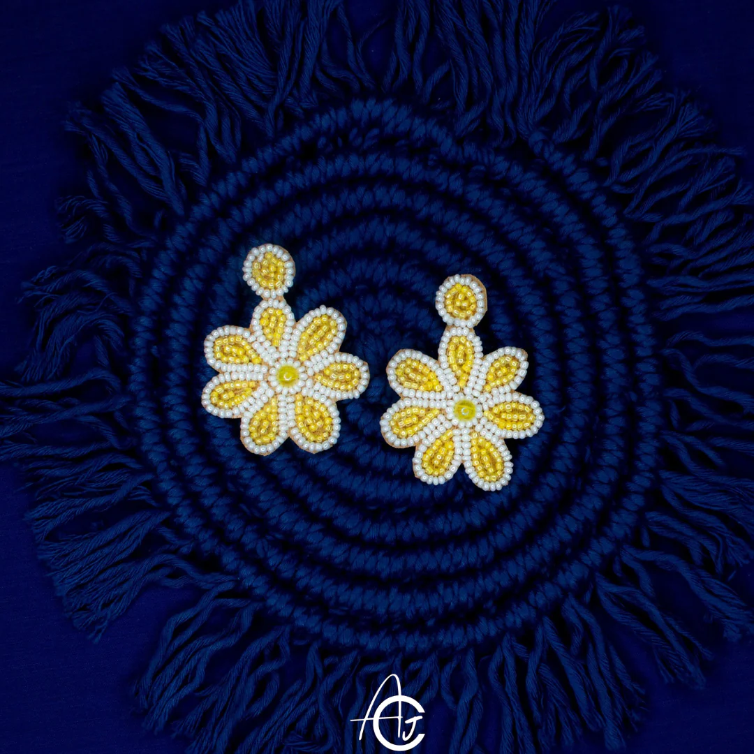 Beads Embroidered Earrings : Handmade - Image 4