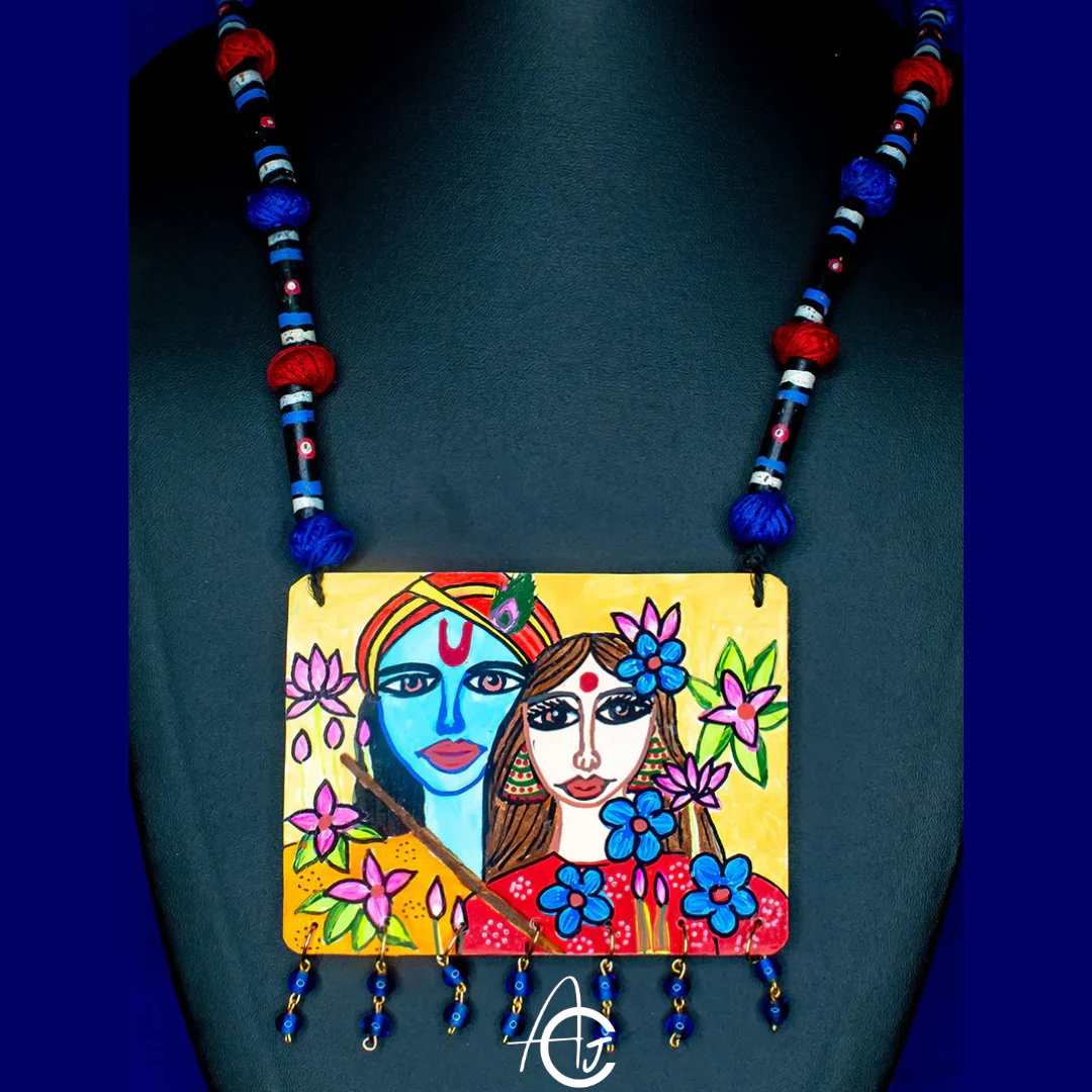 Statement Necklace, Handpainted : Handmade - Image 3