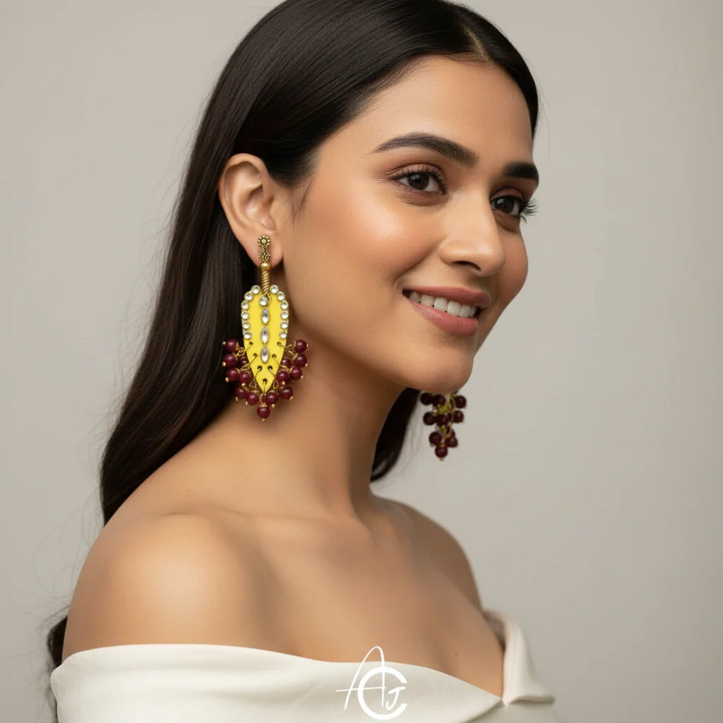Statement Earrings, Handpainted : Handmade - Image 4