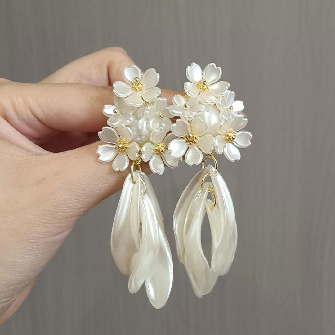 Flower Drop Statement Earrings