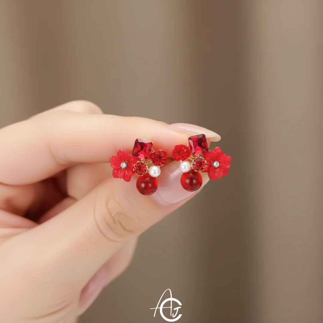 Flower Pink Earrings - Image 3
