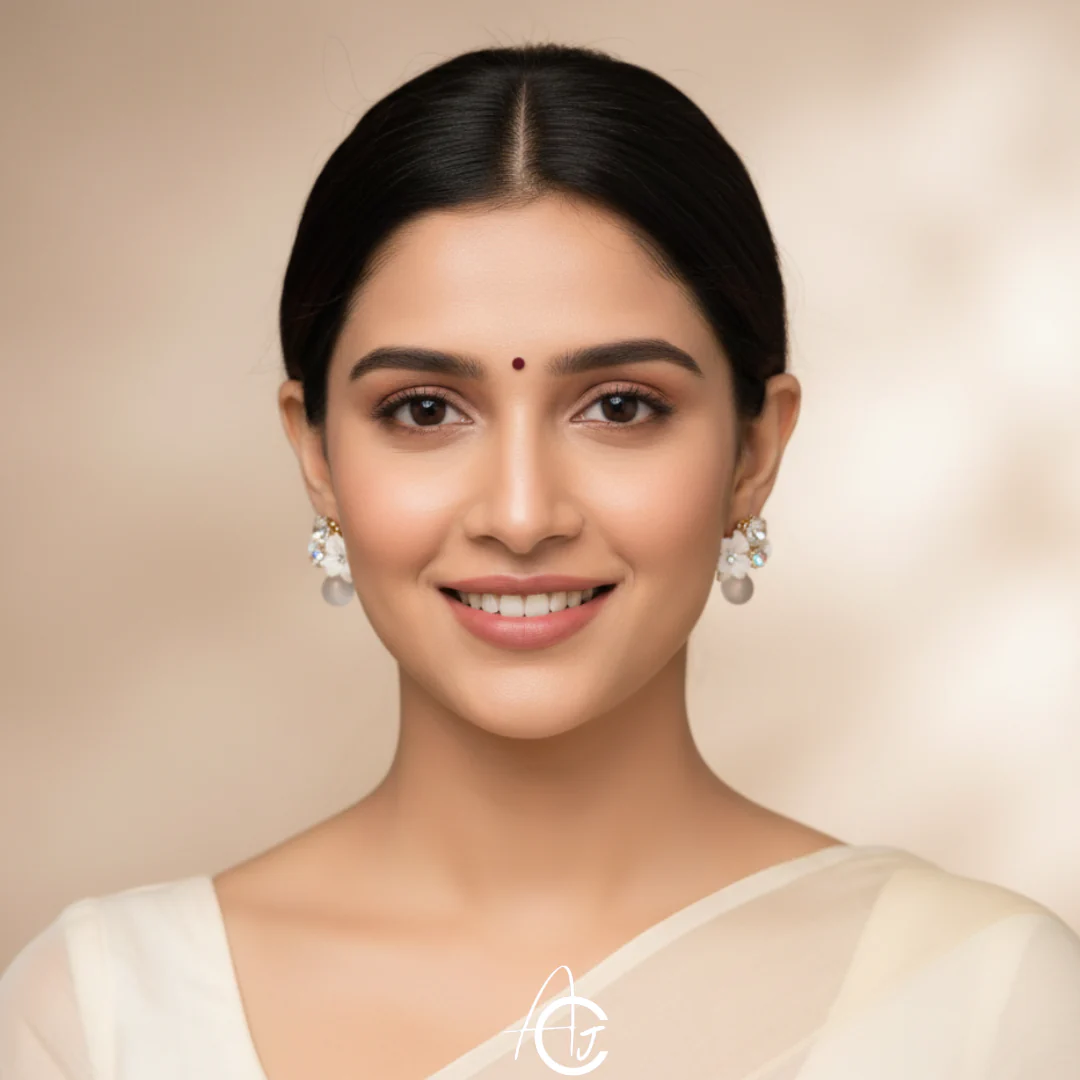 Flower White Earrings - Image 4