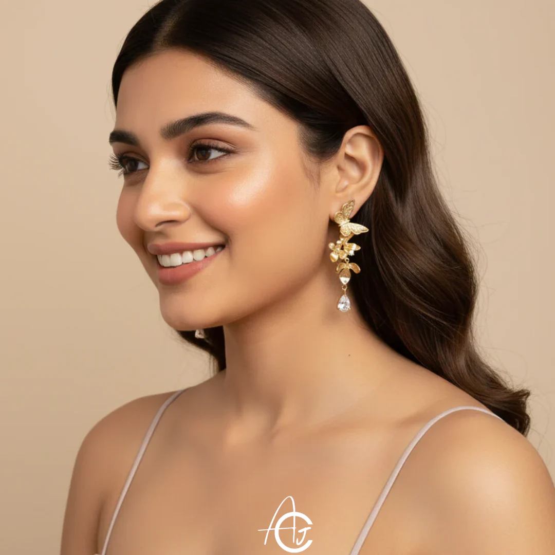 Butterfly and Flower Earrings - Image 2