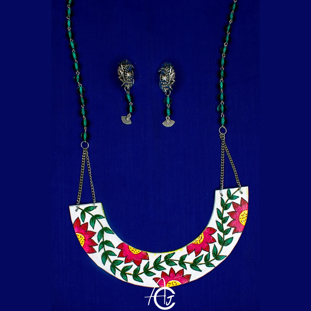 Statement Necklace set, Handpainted : Handmade - Image 2