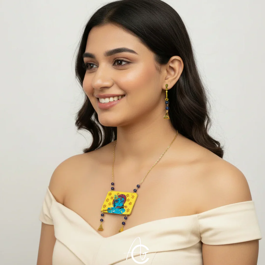 Statement Necklace Set, Handpainted : Handmade - Image 2
