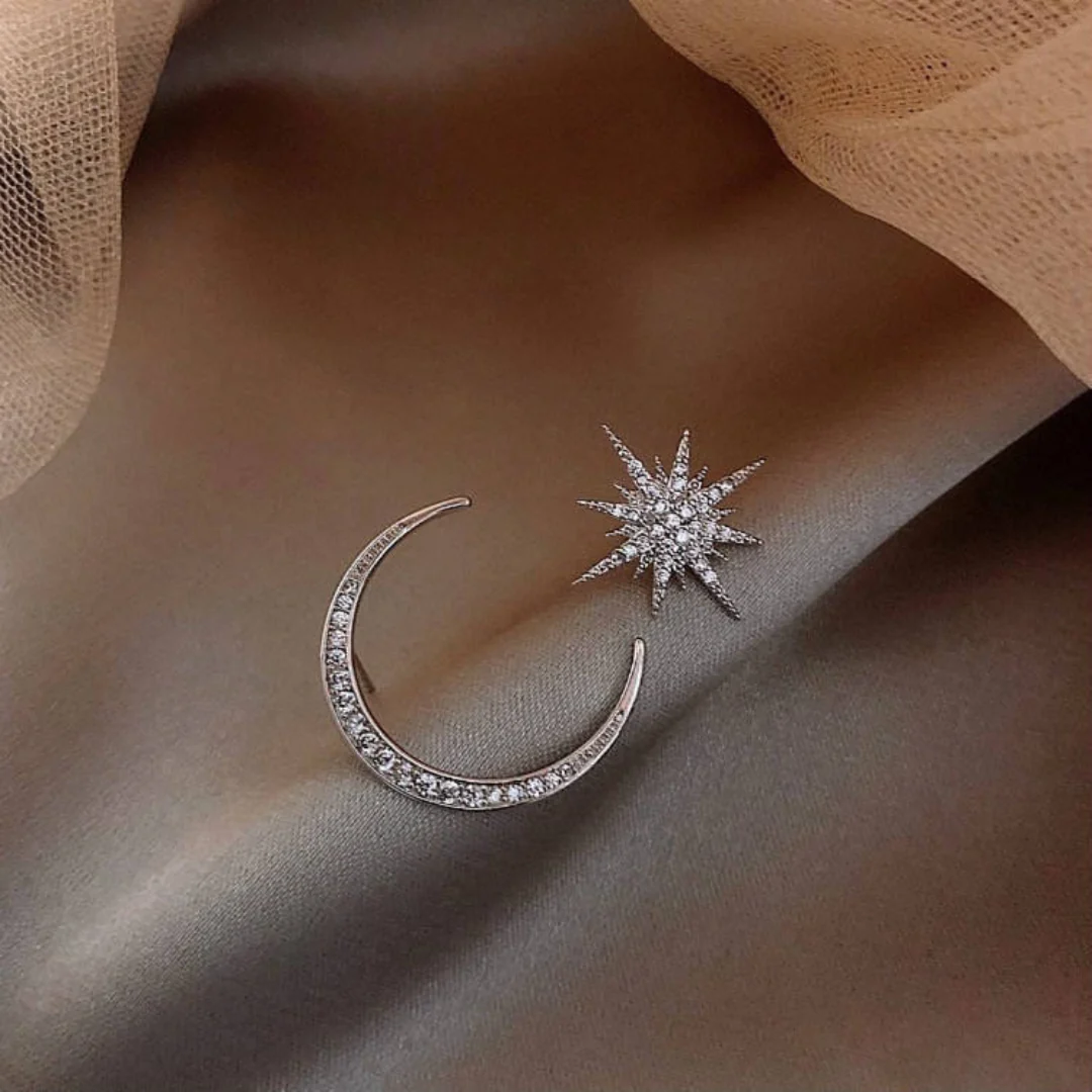 Moon And Star Mismatch Earrings - Image 2