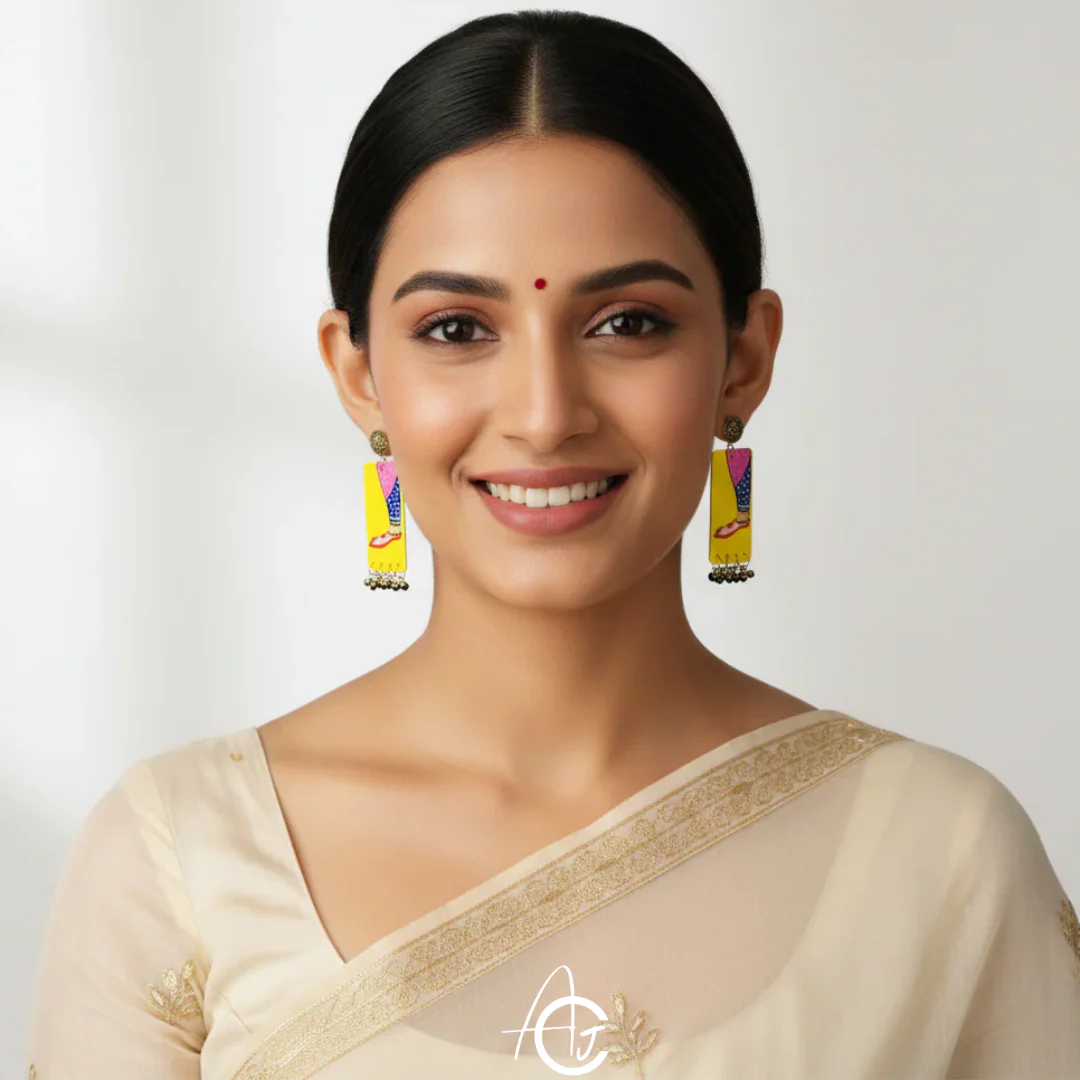 Statement Earrings, Handpainted : Handmade - Image 3