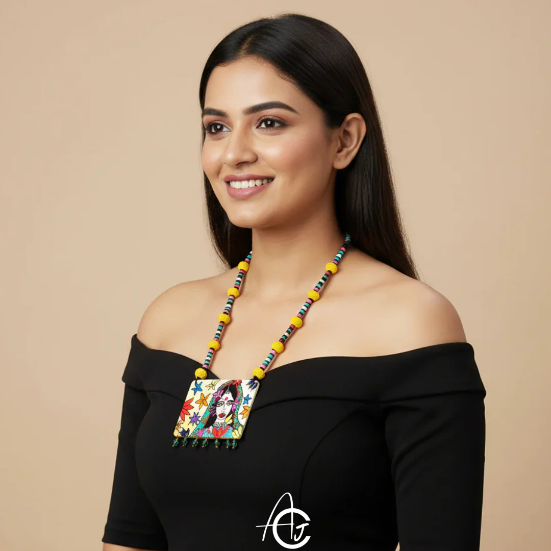 Statement Necklace, Handpainted : Handmade - Image 2