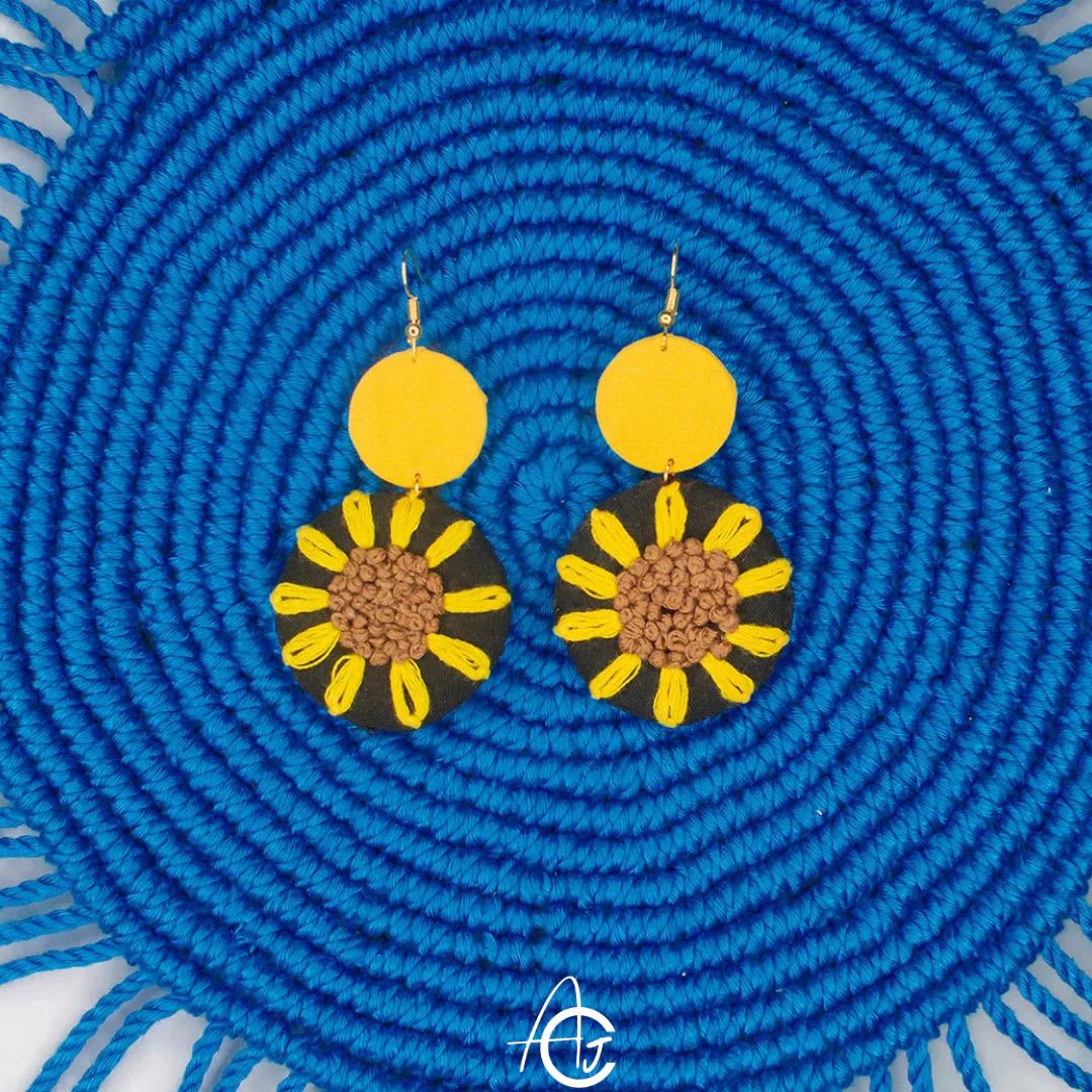 Embroidered Fabric Earrings : Handmade - Image 6