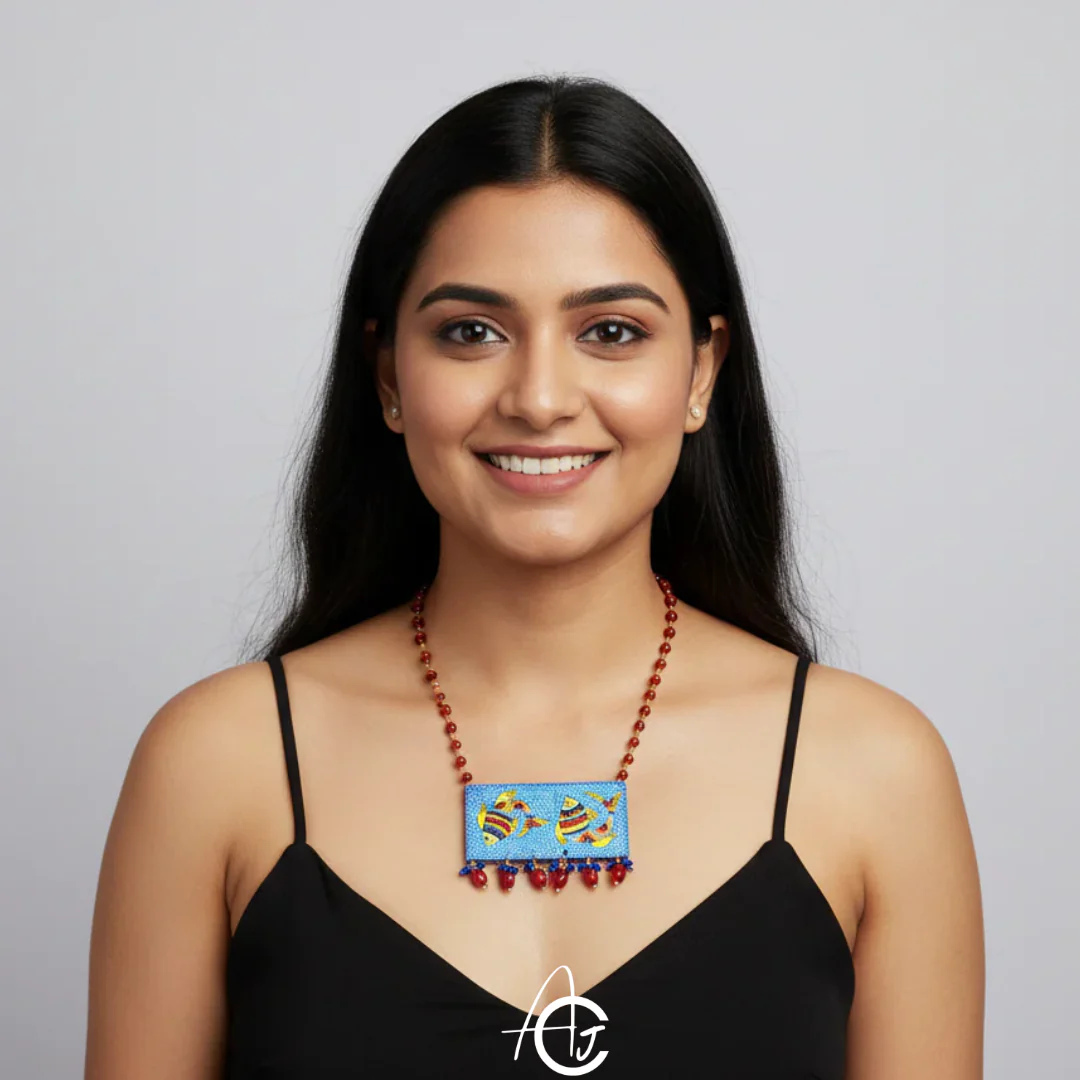 Statement Necklace, Handpainted : Handmade - Image 4