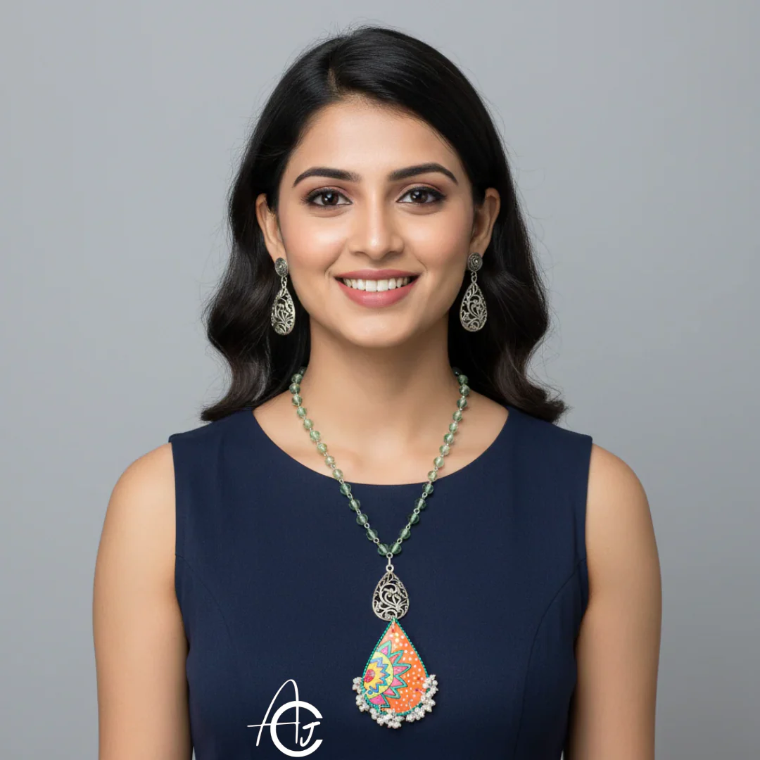 Statement Necklace set, Handpainted : Handmade - Image 4