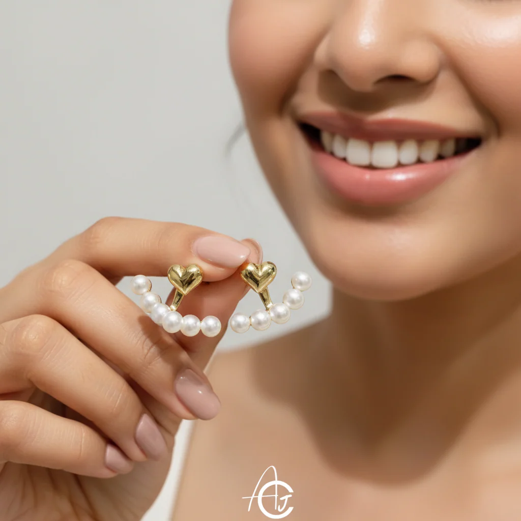 Pearl and Heart Earrings