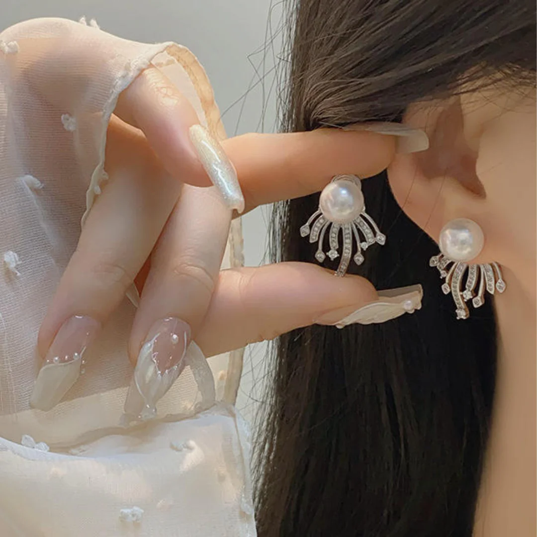 Pearl Bling Statement Earrings - Image 6