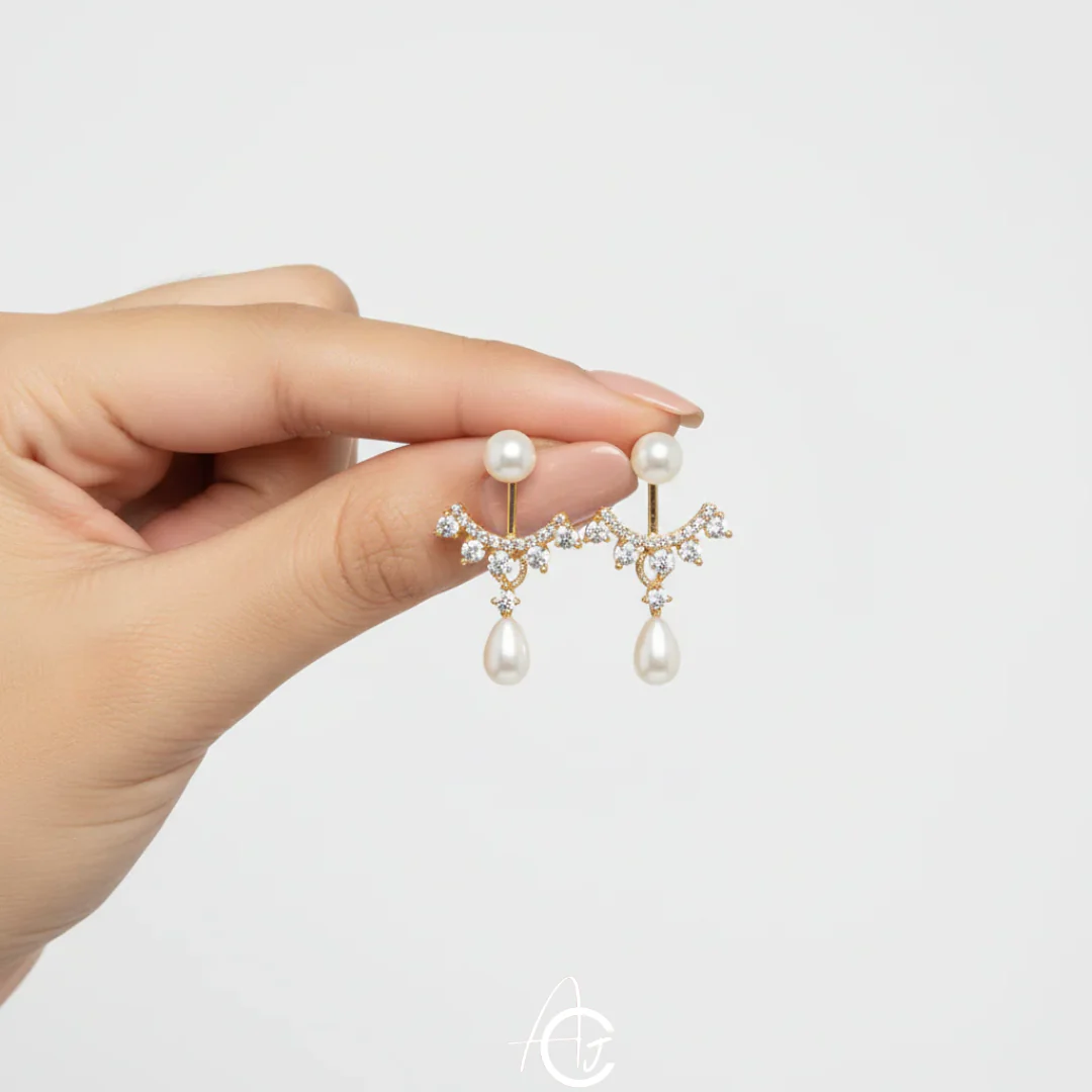 Pearl Bling Statement Earrings - Image 3