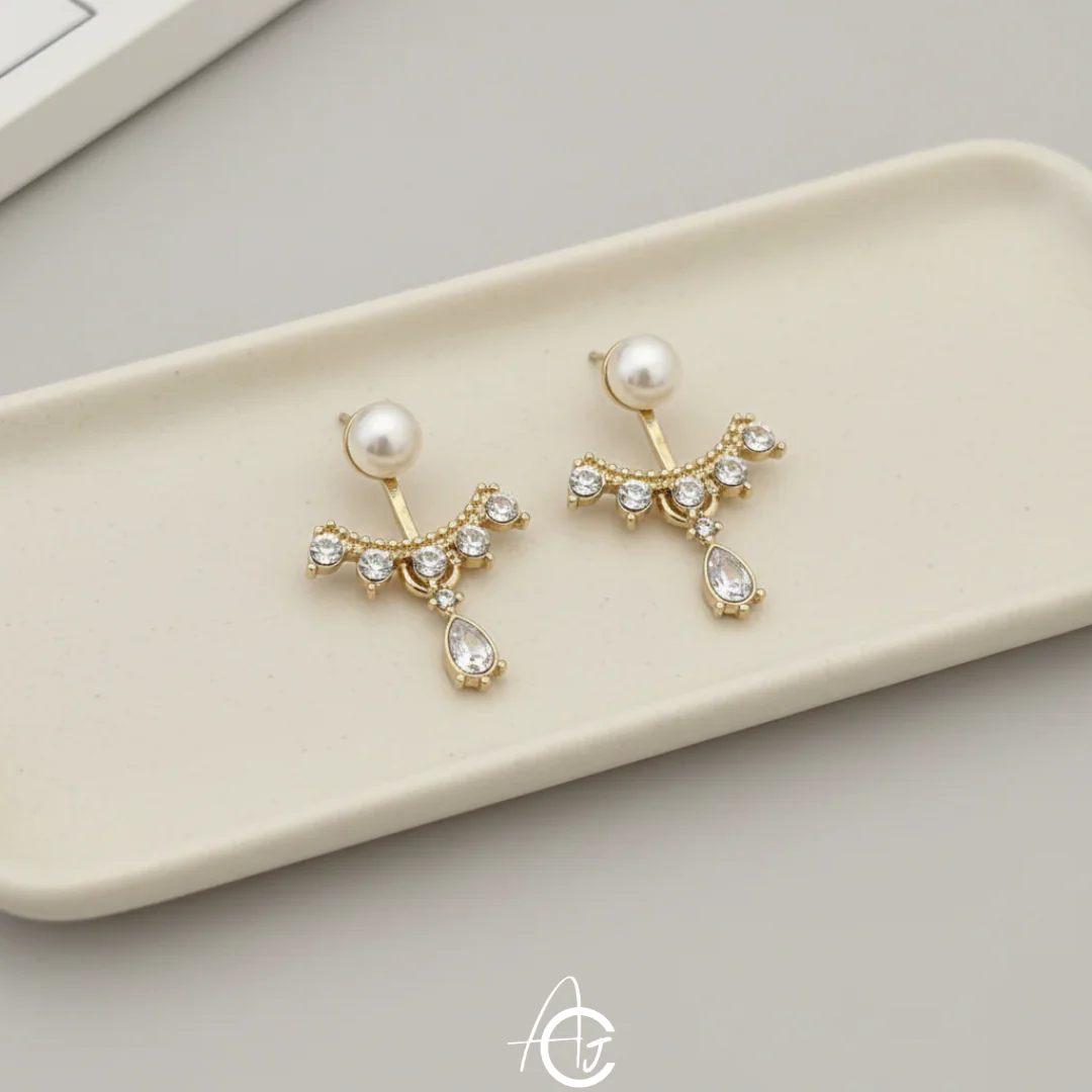 Pearl Bling Statement Earrings - Image 5
