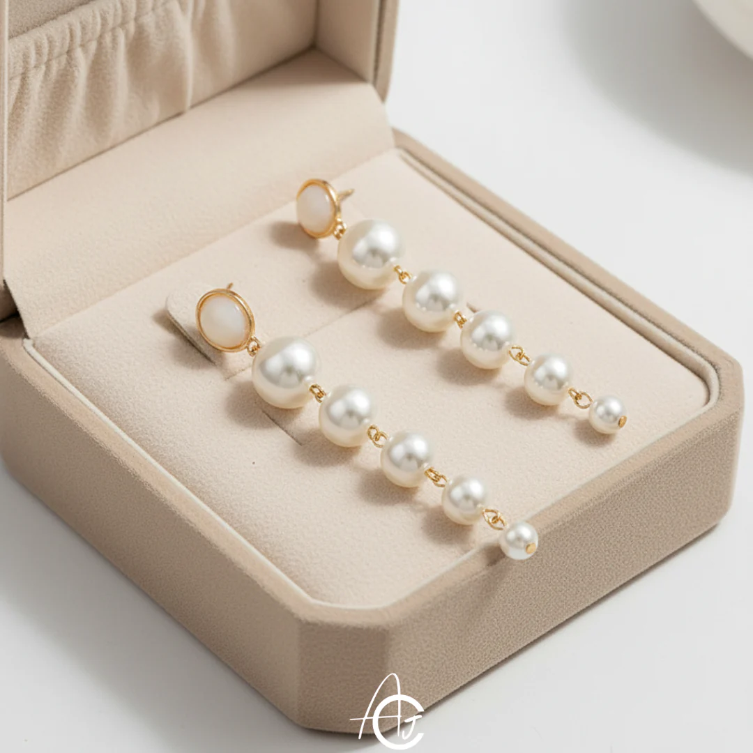 Pearl Dangle Earrings - Image 2