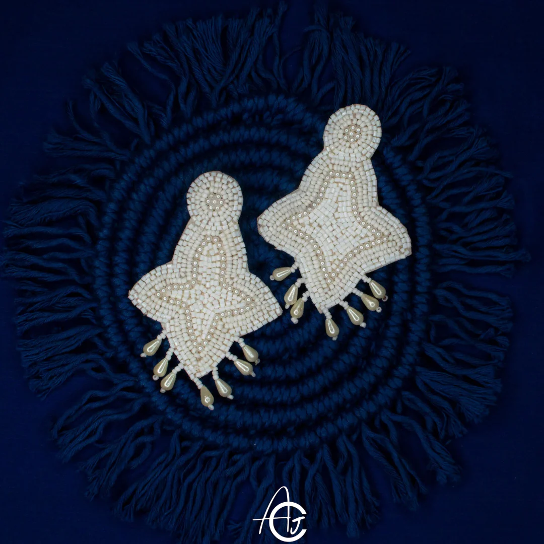 Embroidered Beads Earrings : Handmade - Image 4