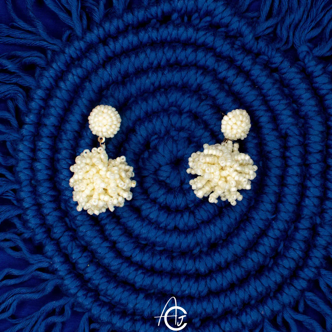 Beads Embroidered Earrings : Handmade - Image 4