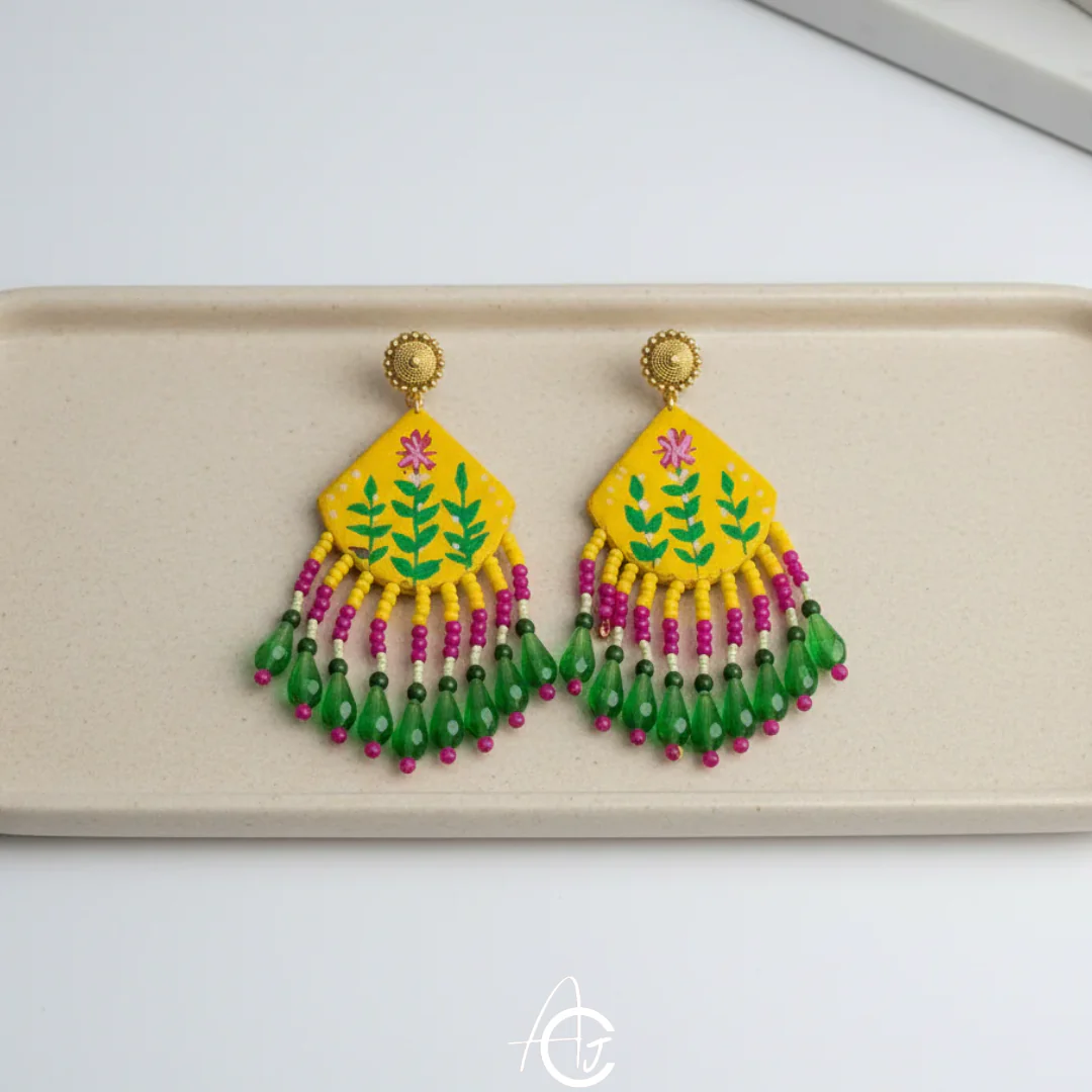 Handpainted Fabric Earrings  : Handmade - Image 3