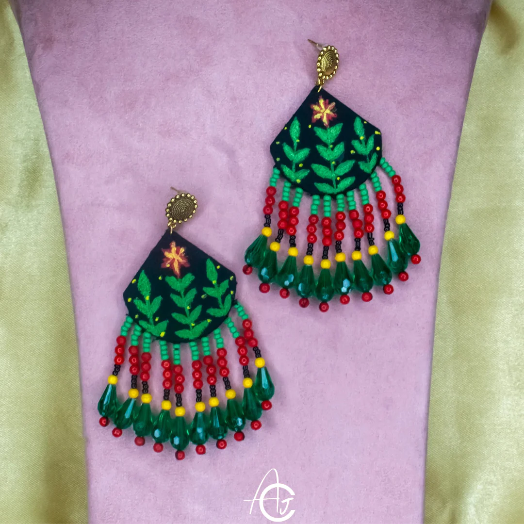 Handpainted Fabric Earrings  : Handmade - Image 7