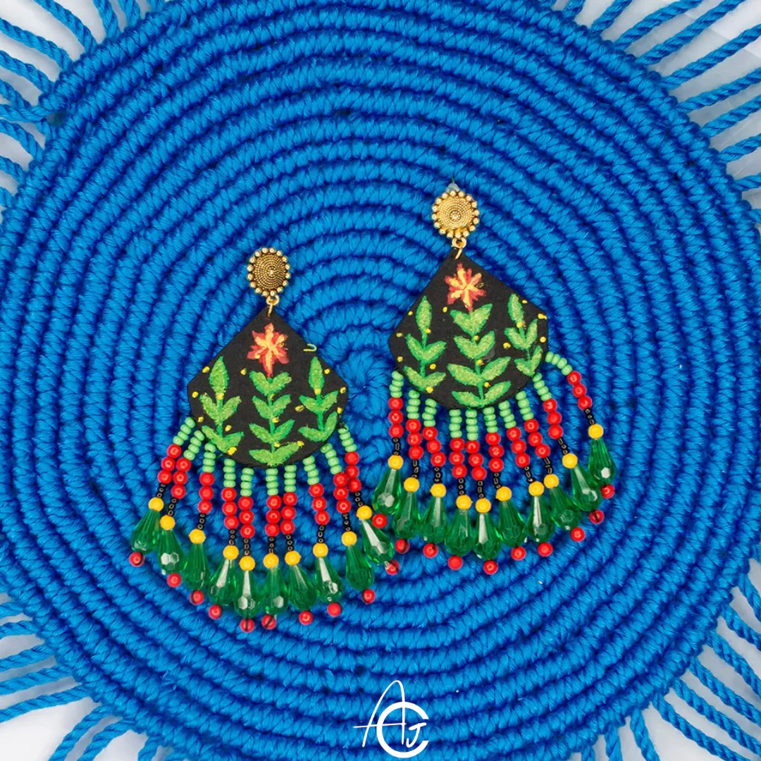 Handpainted Fabric Earrings  : Handmade - Image 8
